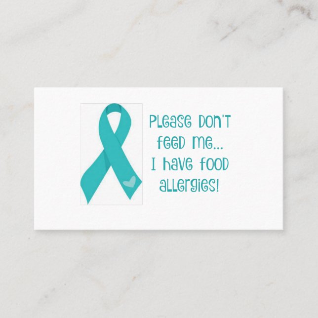 Customize Your Own Food Allergy Hand Out Cards (Front)