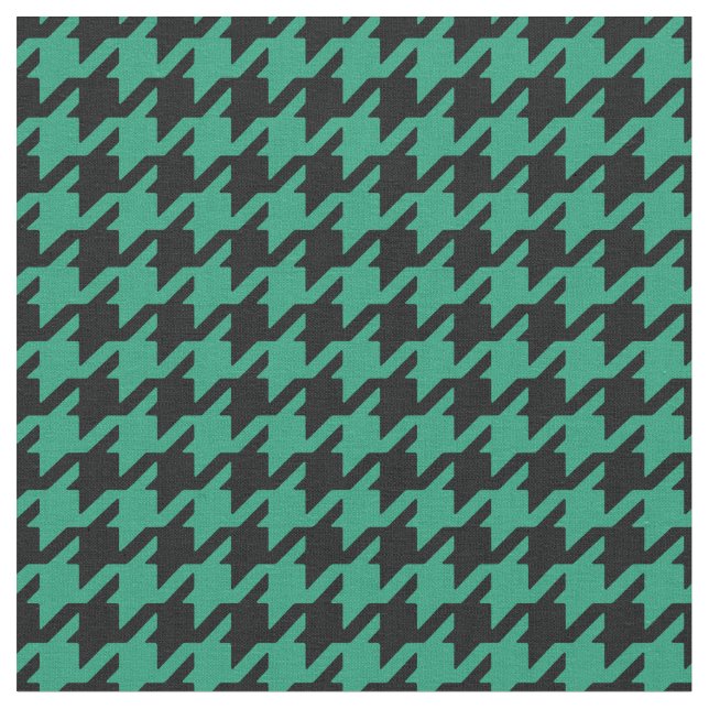 Customize your own green black houndstooth pattern fabric (Close Up)