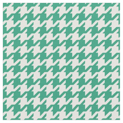 Customize your own green white houndstooth pattern fabric