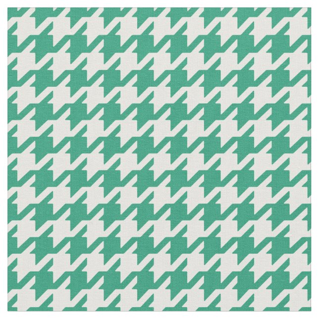 Customize your own green white houndstooth pattern fabric (Close Up)