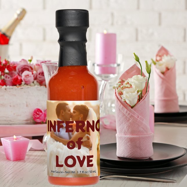 Customize Your Own Inferno of Love Wedding Photo Hot Sauces (Creator Uploaded)