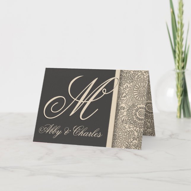 Customize your own monogram wedding note card (Front)