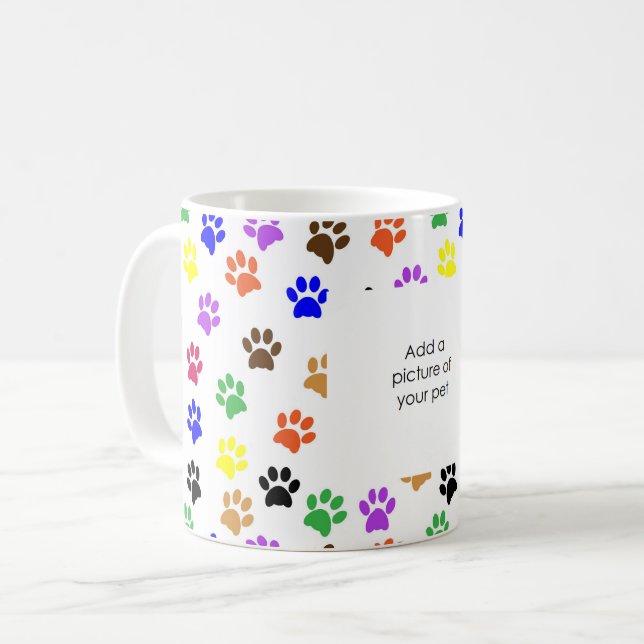 Customize Your Own Pet Picture Paw Print Mug (Front Left)
