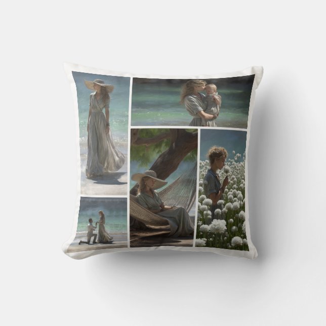 Customize Your Own Photo Collage Throw Pillow (Front)