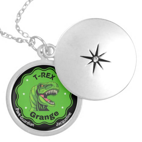 Customize Your Own Photo T_Rex Grange Dinosaurs on Locket Necklace