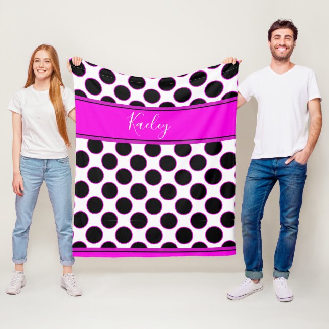 Customize your own - Pink and polka dot design Fleece Blanket (In Situ)