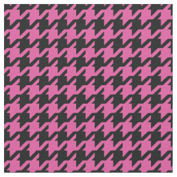 Customize your own pink black houndstooth pattern fabric
