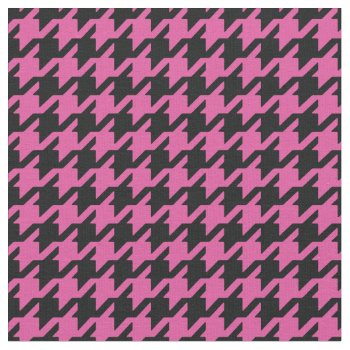 Customize Your Own Pink Black Houndstooth Pattern Fabric by TintAndBeyond at Zazzle
