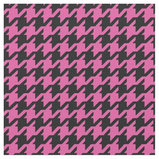 Customize your own pink black houndstooth pattern fabric