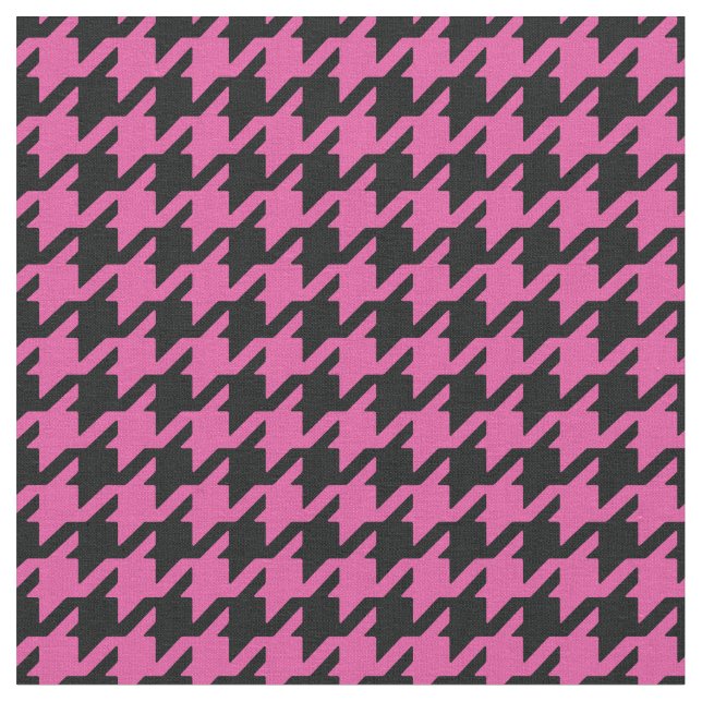 Customize your own pink black houndstooth pattern fabric (Close Up)