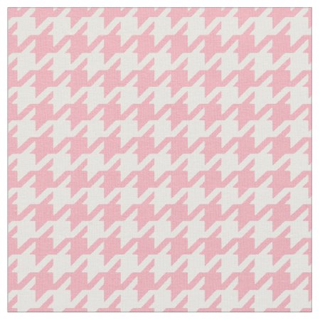 Customize Your Own Pink Houndstooth Pattern Fabric