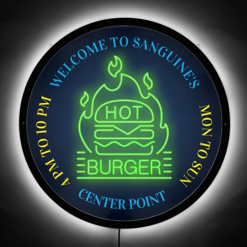 Customize Your Own Shop Name Hot Burger Neon LED Sign