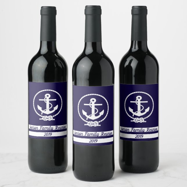 Customize your own Stylish Elegant Nautical Theme Wine Label (Bottles)