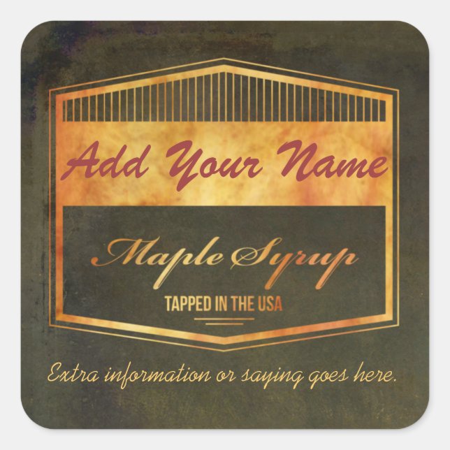 Customize Your Own Text Maple Syrup Label (Front)