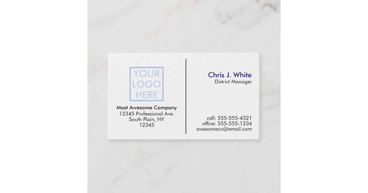 Customize Your Own Your Logo Plain White Business Card