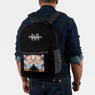 Customize Your photo custom monogram black Printed Backpack