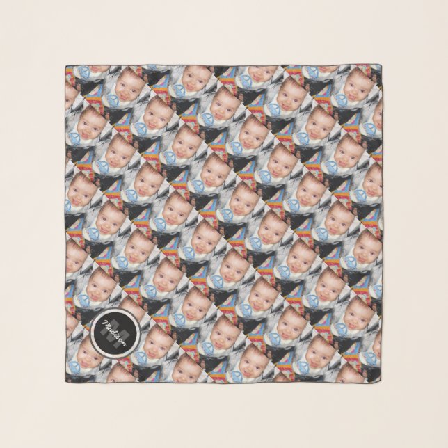 Customize Your photo pattern Custom Monogram Scarf (Front)
