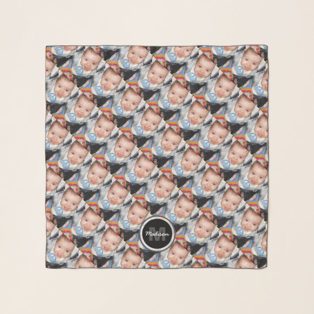 Customize Your photo pattern Custom Monogram Scarf (Front)