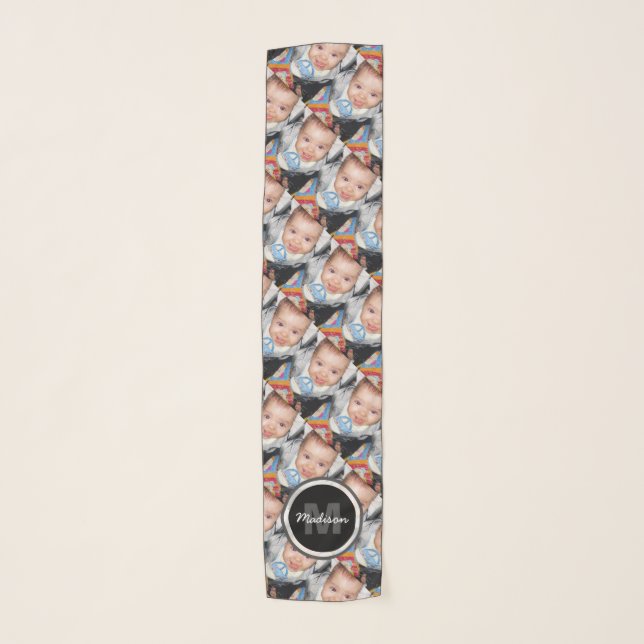 Customize Your photo pattern Custom Monogram Scarf (Front)