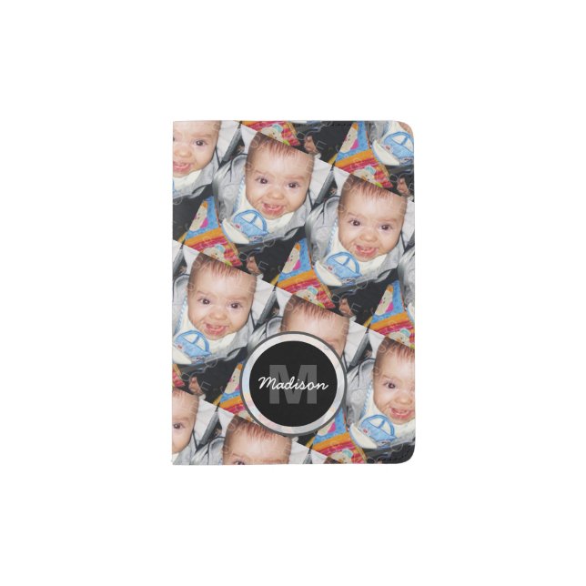 Customize Your photo pattern Monogram Passport Holder (Front)