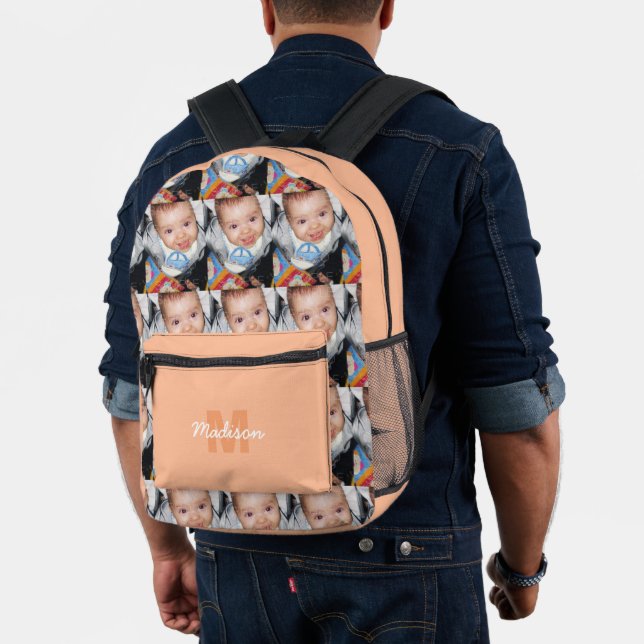 Customize Your photo pattern monogram peach fuzz Printed Backpack (Insitu (Model))