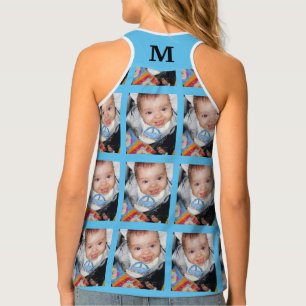 Customize Your photo pattern Monogram sky blue Tank Top
