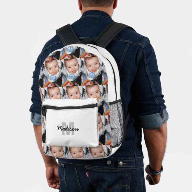 Customize Your photo pattern monogram white Printed Backpack (Insitu (Model))