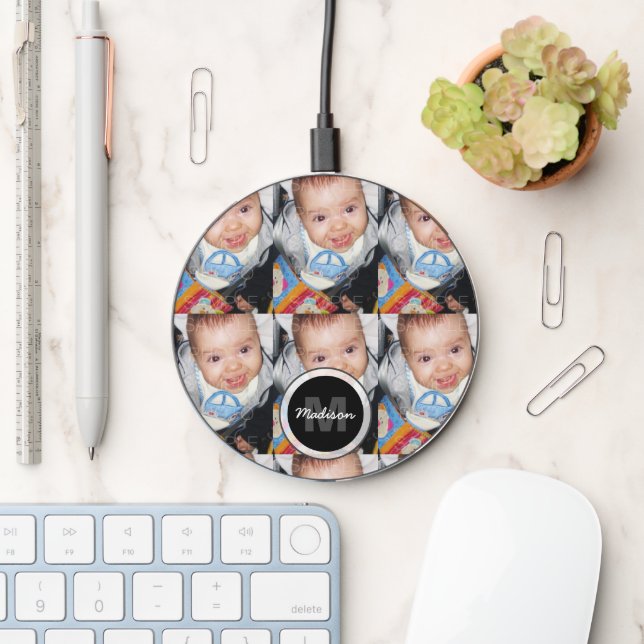 Customize Your photo pattern Monogram Wireless Charger (Desk)
