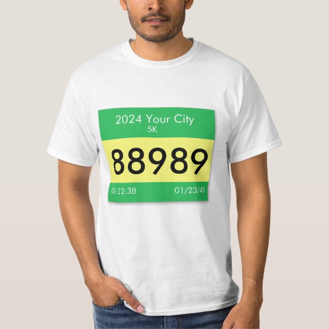 Customize your race bib on a shirt! T-Shirt (Front)