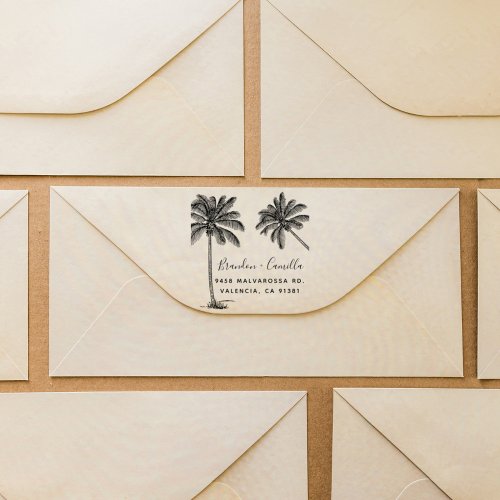 Customize Your Rustic Beach Names Return Address Rubber Stamp