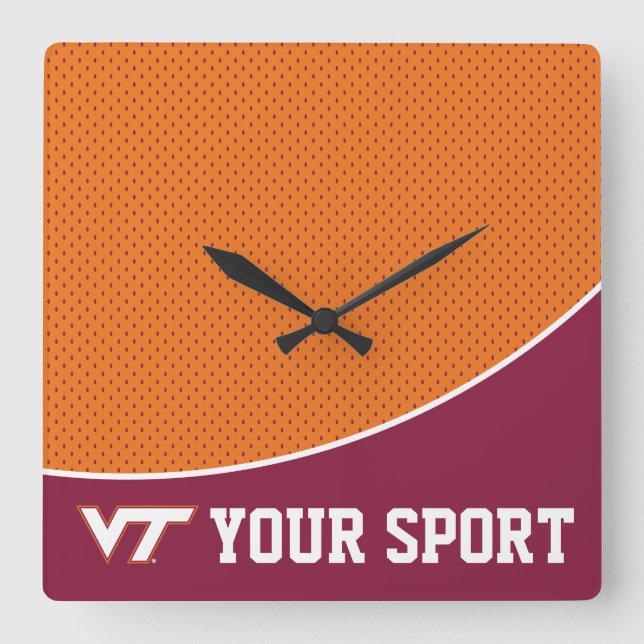 Customize Your Sport Virginia Tech Square Wall Clock (Front)