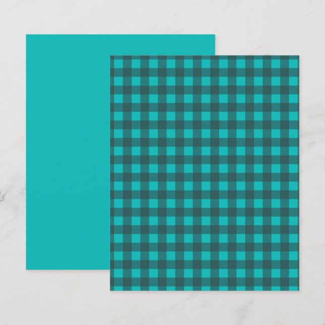 Customize Your Text Teal Check Plaid Pattern Paper (Front/Back)
