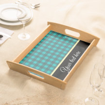 Customize Your Text Teal Check Plaid Pattern