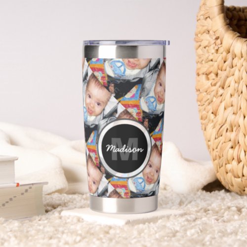 Customize Your vertical photo pattern Monogram Insulated Tumbler