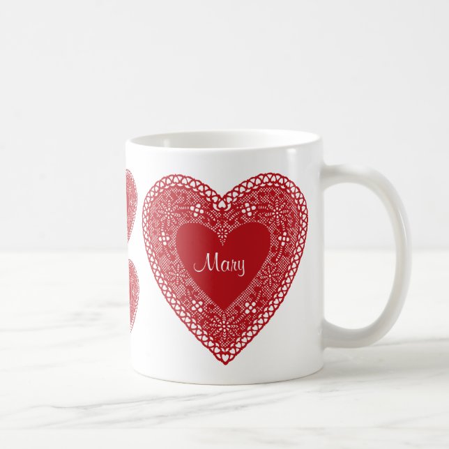 Customize Your Vintage Lace Heart Mug (Right)