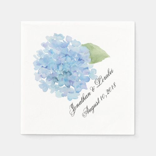 Customize your wedding napkins Blue Hydrangea