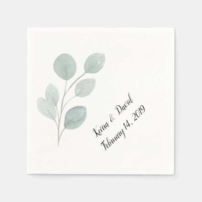 Customize your wedding napkins Eucalyptus (Front)