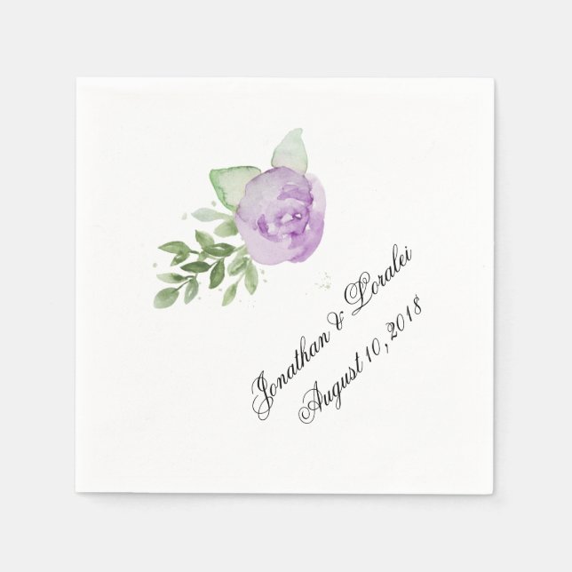 Customize Your Wedding Napkins Lavender Rose (Front)