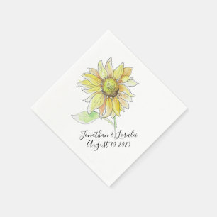 Customize your wedding napkins Sunflower