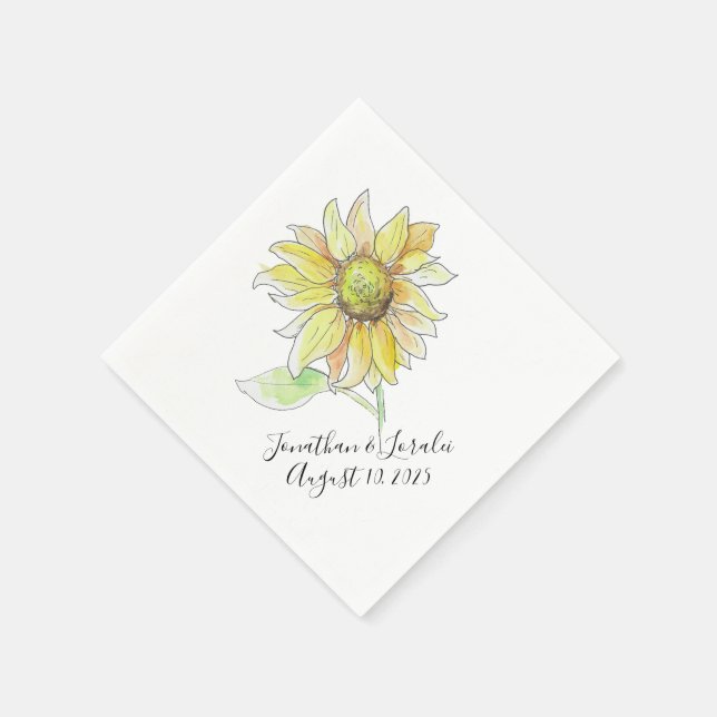 Customize your wedding napkins Sunflower (Corner)