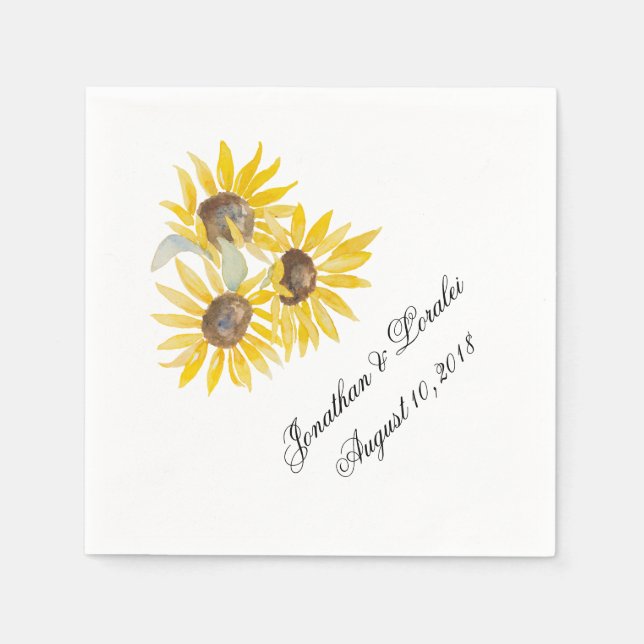 Customize your wedding napkins Sunflowers (Front)