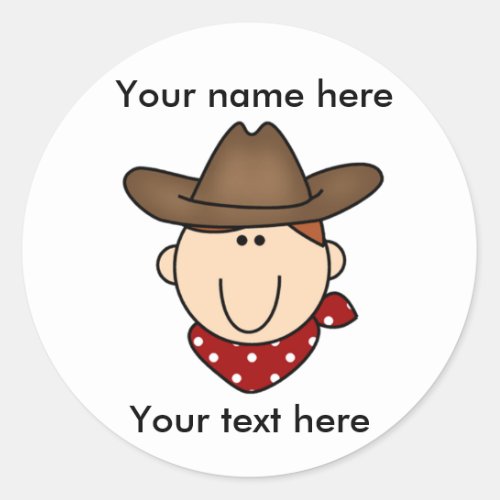 Customize Yourself Cowboy  Classic Round Sticker