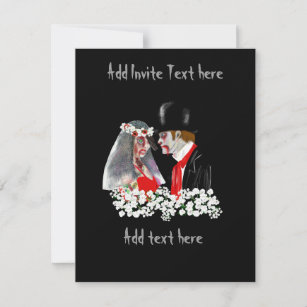 Customize Zombie bride and groom wedding invites