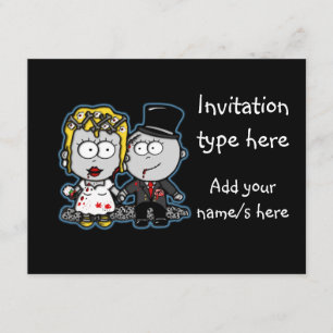 Customize Zombie bride and groom wedding invites
