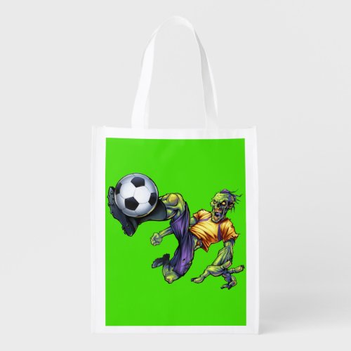 Customize Zombie Scary Halloween Soccer Player Grocery Bag