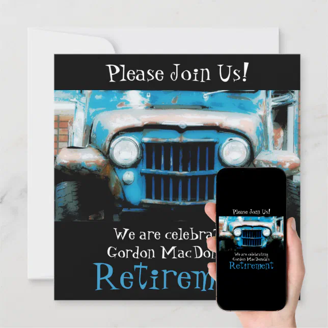 Customizeable Antique Car Retirement Party Invite | Zazzle