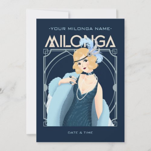 Customizeable Art Deco Tango Milonga Event Invitation