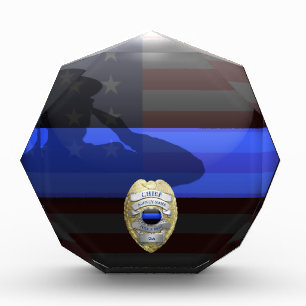 Customizeable Badge Thin Blue Line Acrylic Award
