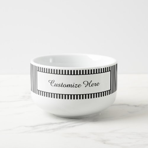 Customizeable Black Stripe Soup Mug or Cereal Bowl