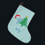 Customizeable Blue Chrismukkah Stocking<br><div class="desc">Customizable Chrismukkah Design</div>